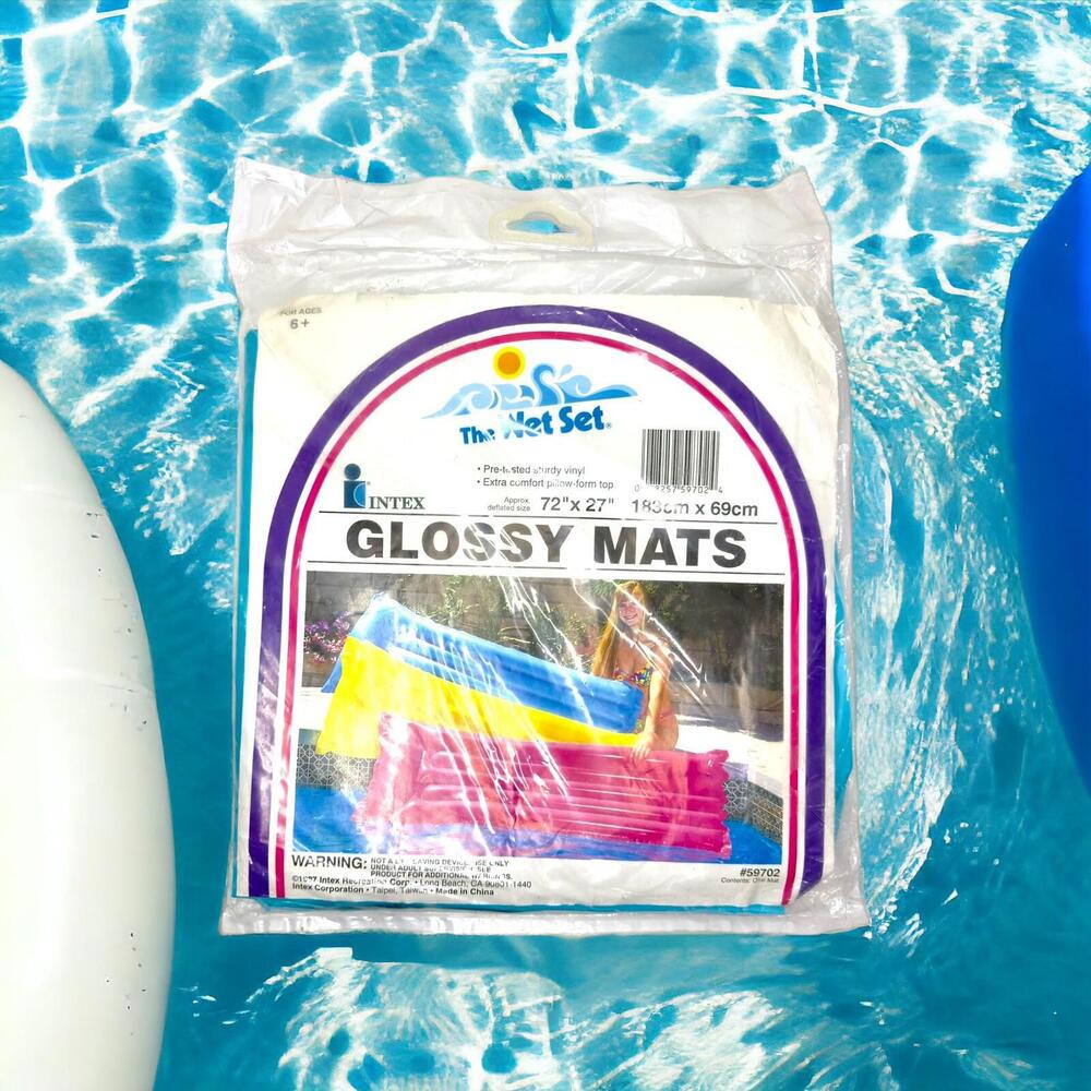 Vintage 1987 Intex The WET SET Teal Glossy Mat Inflatable Float 72” x 27” Sealed